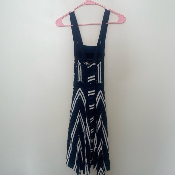 NWT Opening Ceremony Navy and White Striped Sparkle Dress Size XS - Picture 6 of 10